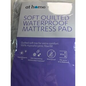 At Home Queen Soft Quilted Waterproof Mattress Pad Hypoallergenic White Bedding